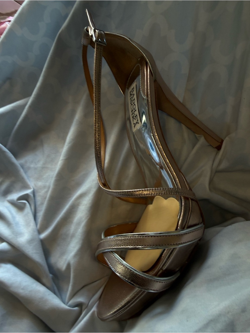 Badgley Mischka Metallic Rose Gold Strappy Stiletto Sandal - Picture 6 of 16